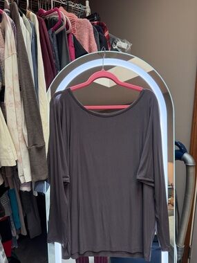 Vince New Never Worn Modal Long Sleeve Top - Mocha Sz L Bat Sl Open Slit Back